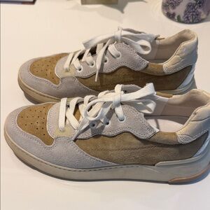 Veronica Beard Tan and White fashion Athletic Sneakers